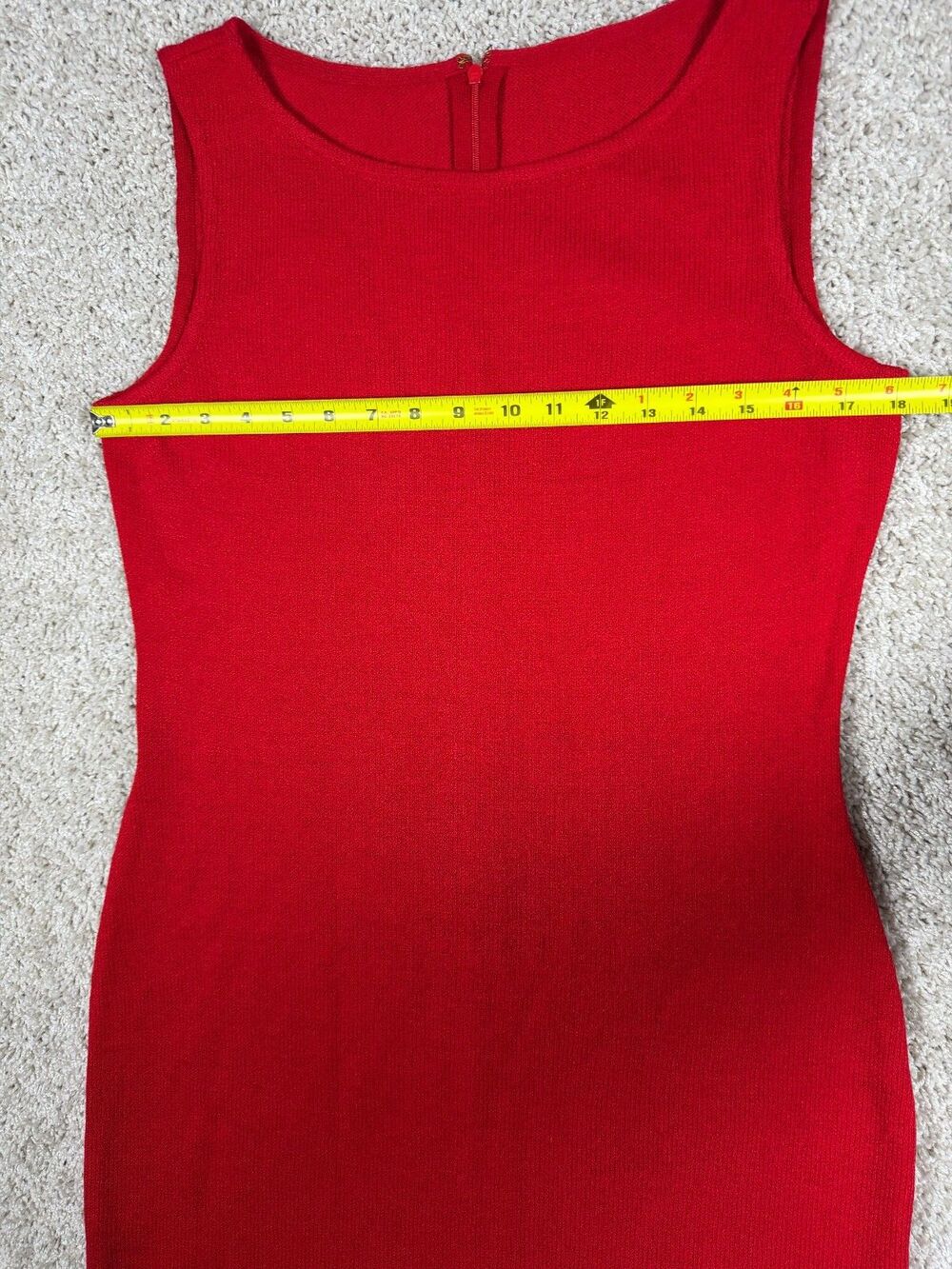 St John Caviar Red Knit Sheath Dress Sleeveless Wool Blend Size 8 USA - Picture 2 of 10